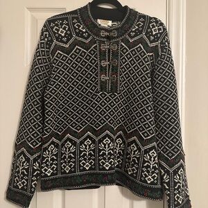 Talbots Petites size L women’s fair isle sweater with hook closure, holiday